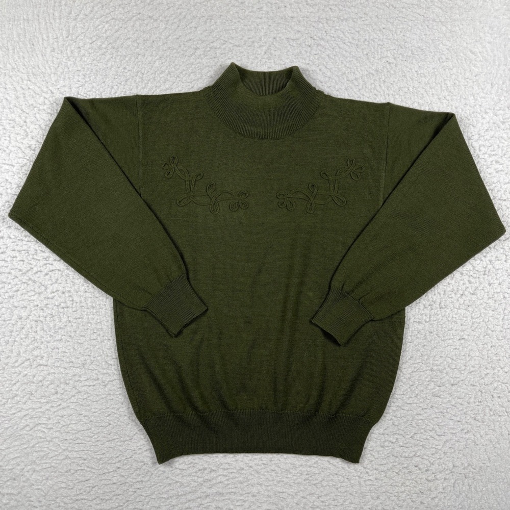 Autograph American Clothing Mock Neck Sweater Womens Medium Green Wool Blend